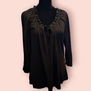 Carole Little Intimates Black Knit Night Shirt PJ Top Size Medium